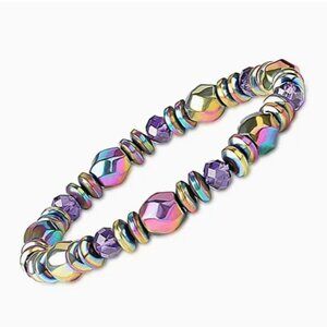 RAINBOW HEMATITE STRETCH BRACELET or ANKLE BRACELET NWT